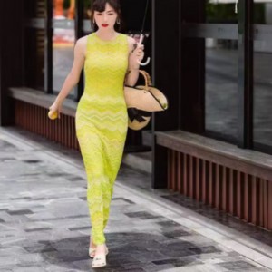 เสื้อยืดแขนยาวของเสื้อคอแขนยาว-ชุดเดรสถักถักยาวคอแขนยาว