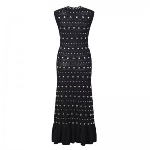 นัวเนียแขนกุดคอปกฤดูร้อนชุดถักโลหะ